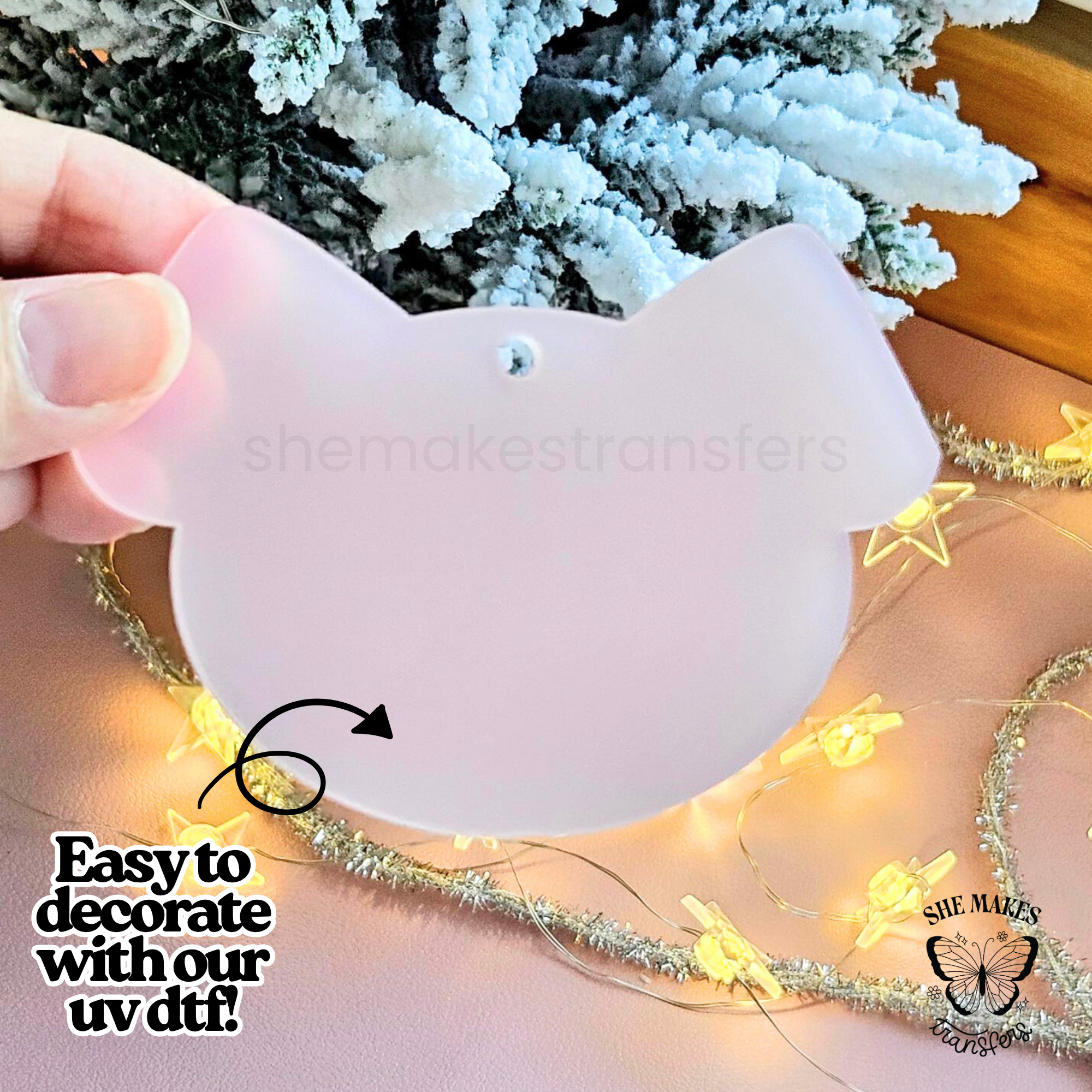 Dog Ears Ornament Blank - WHITE