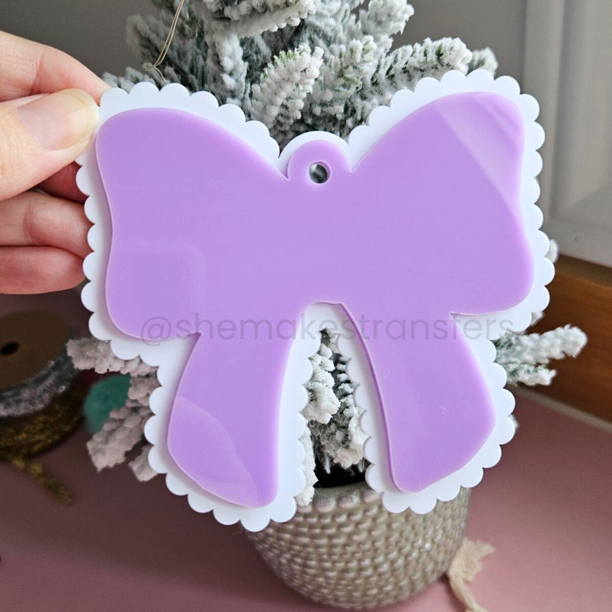 Purple Bow Ornament Blank
